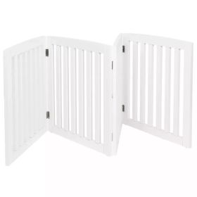 24" Folding Freestanding Wood Pet Dog 4 Panel Safety Gate - White