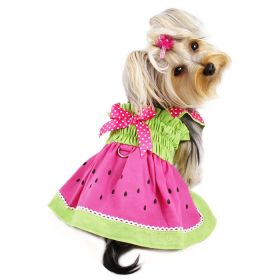 Juicy Watermelon Sundress with Large D (Color: Pink/Lime, size: XL)