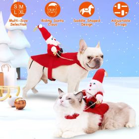 Pet Christmas Costumes Red Winter Coat for Dog Riding Santa Claus with Bell Clothes New Year Outfit Cosplay Costumes Party Dress Up For Dogs (size: XL)